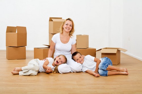 Packed moving boxes ready for a student relocation in Kensington