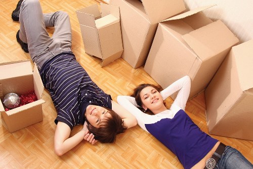 Removal company packing boxes for a Kensington relocation